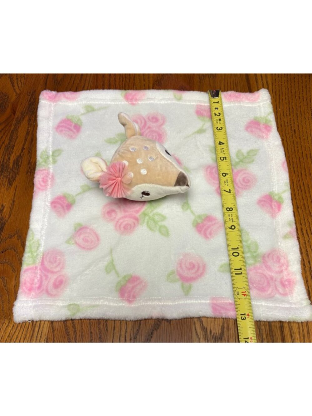 HB Hudson Bay Lovey Baby Security Blanket Deer Pink Rose Floral Design Plush - Picture 4 of 7